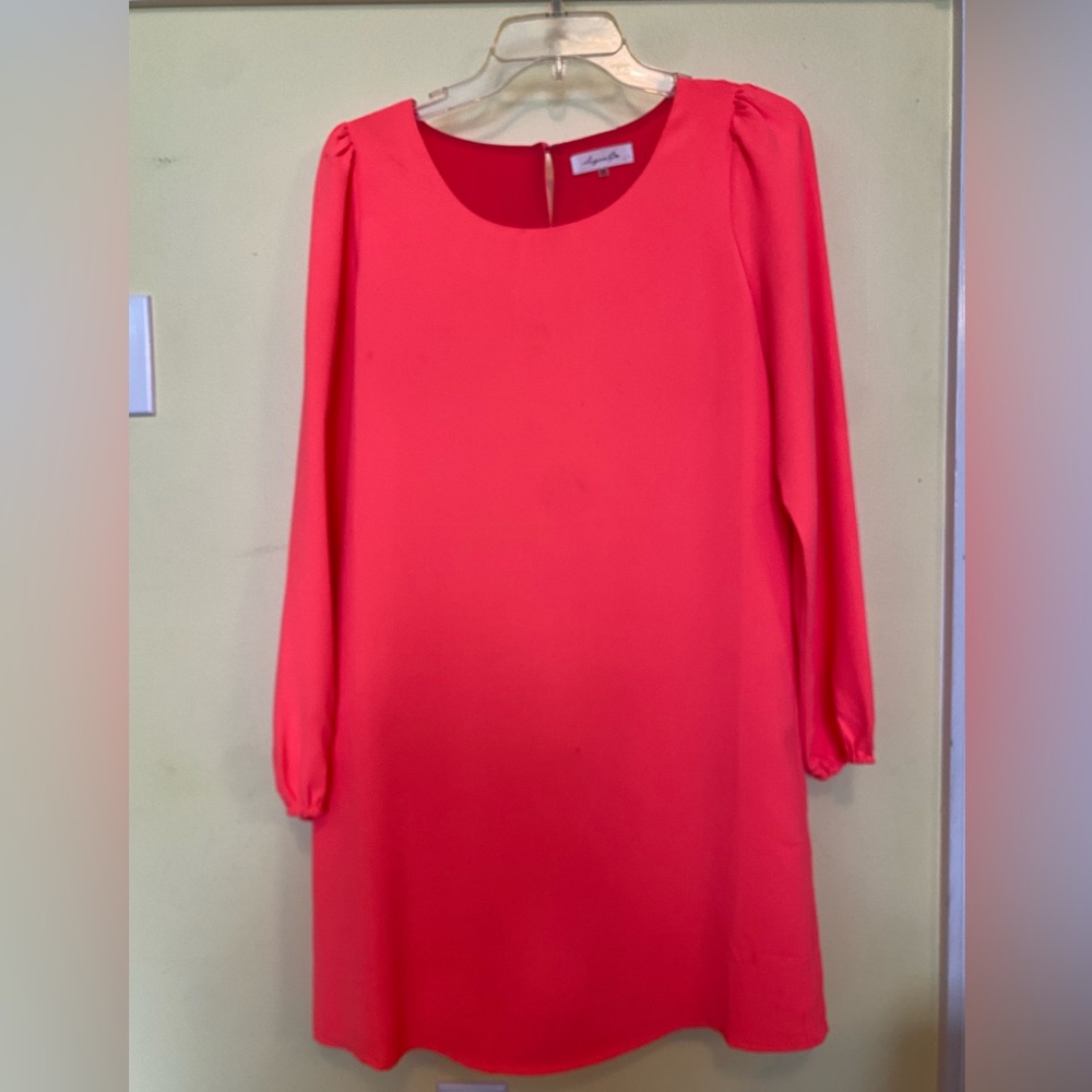 Sugarlips Coral Long-Sleeve Shift Dress